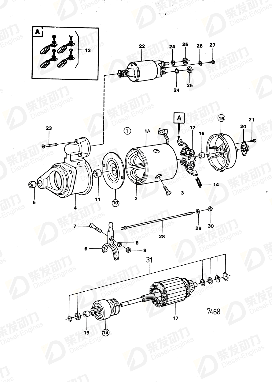 volvo penta Starter motor 465604 Drawing volvo penta Starter motor 465604 Drawing